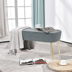 Repose-pieds banc en velours – Rose / Gris / Vert / Bleu, Pieds en métal, 1 personne