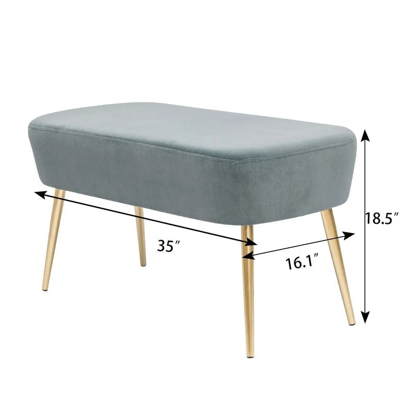 Repose-pieds banc en velours – Rose / Gris / Vert / Bleu, Pieds en métal, 1 personne
