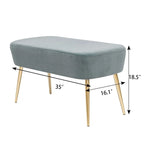 Repose-pieds banc en velours – Rose / Gris / Vert / Bleu, Pieds en métal, 1 personne