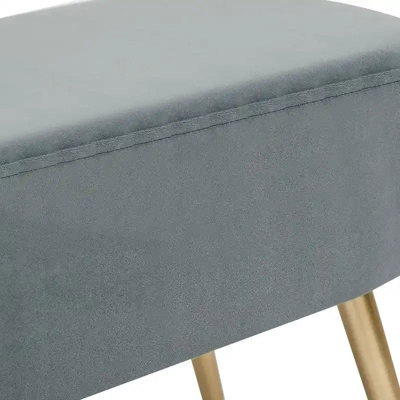 Repose-pieds banc en velours – Rose / Gris / Vert / Bleu, Pieds en métal, 1 personne