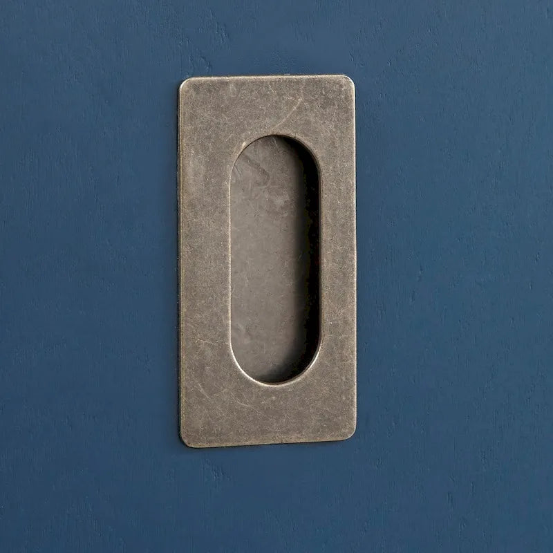 Console d'appoint Mid-Century, Noyer/Bleu, Blanc et Gris anthracite, 2 portes