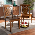 Chaise de salle à manger moderne, brun foncé et noyer, lot de 2