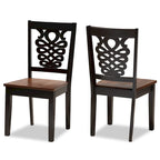Chaise de salle à manger moderne, brun foncé et noyer, lot de 2
