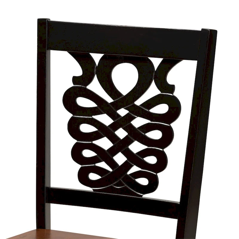 Chaise de salle à manger moderne, brun foncé et noyer, lot de 2