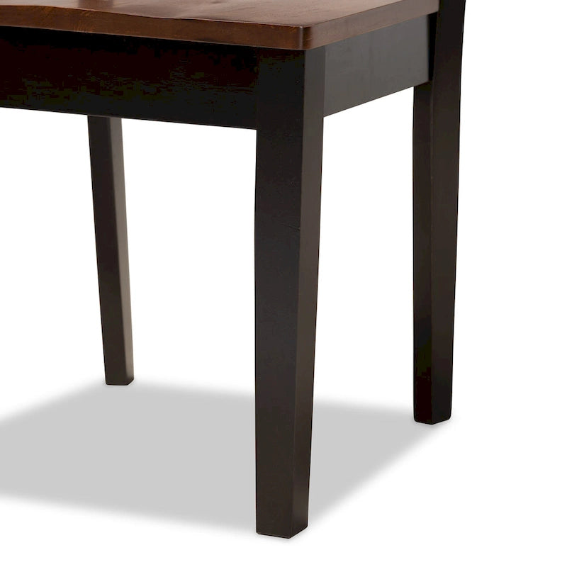 Chaise de salle à manger moderne, brun foncé et noyer, lot de 2