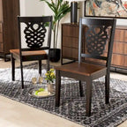 Chaise de salle à manger moderne, brun foncé et noyer, lot de 2