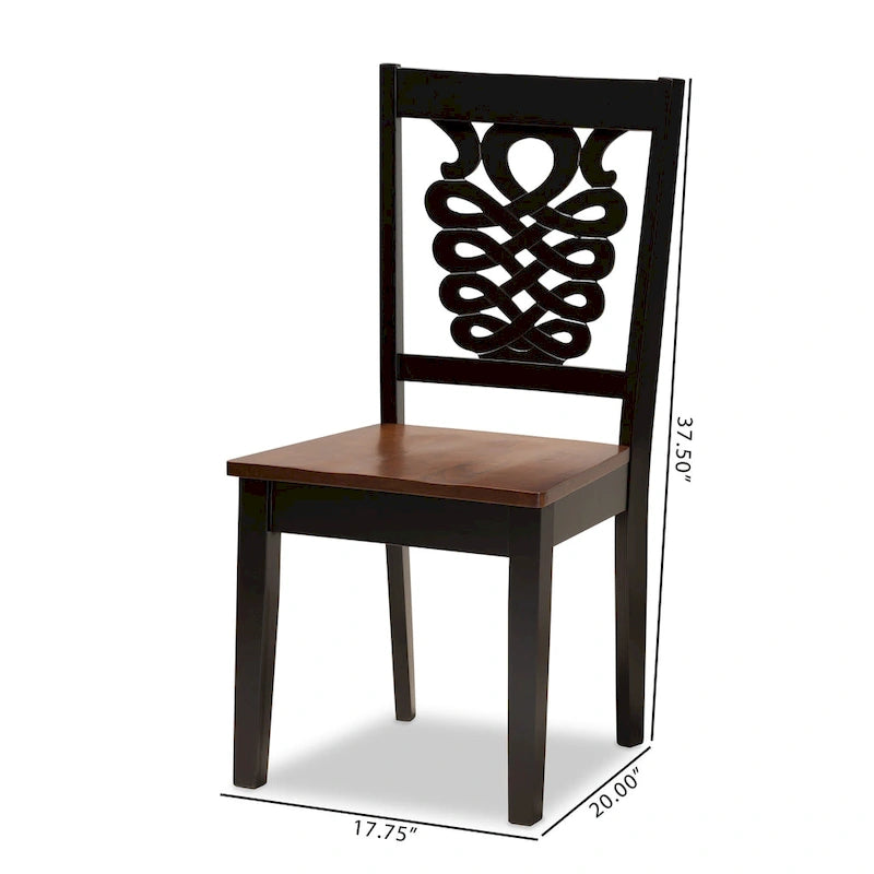 Chaise de salle à manger moderne, brun foncé et noyer, lot de 2