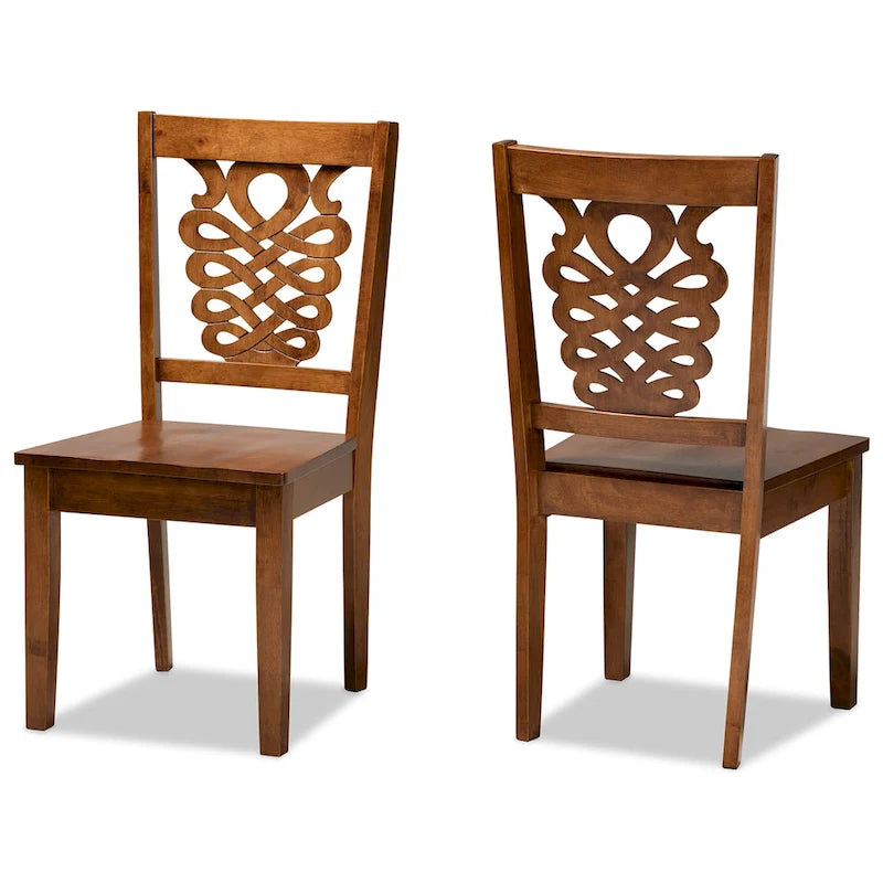 Chaise de salle à manger moderne, brun foncé et noyer, lot de 2
