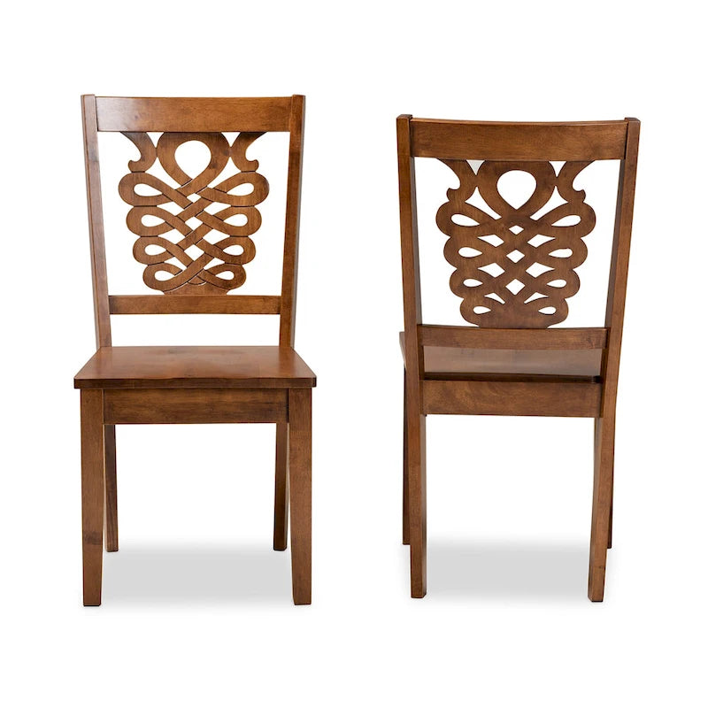 Chaise de salle à manger moderne, brun foncé et noyer, lot de 2