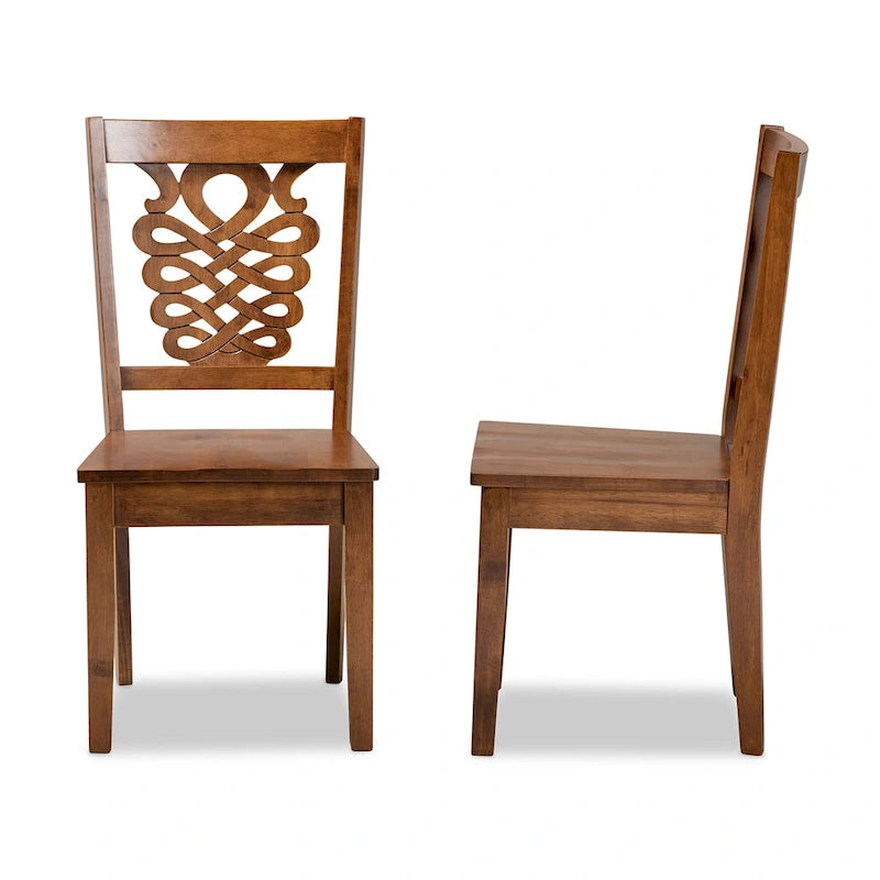 Chaise de salle à manger moderne, brun foncé et noyer, lot de 2