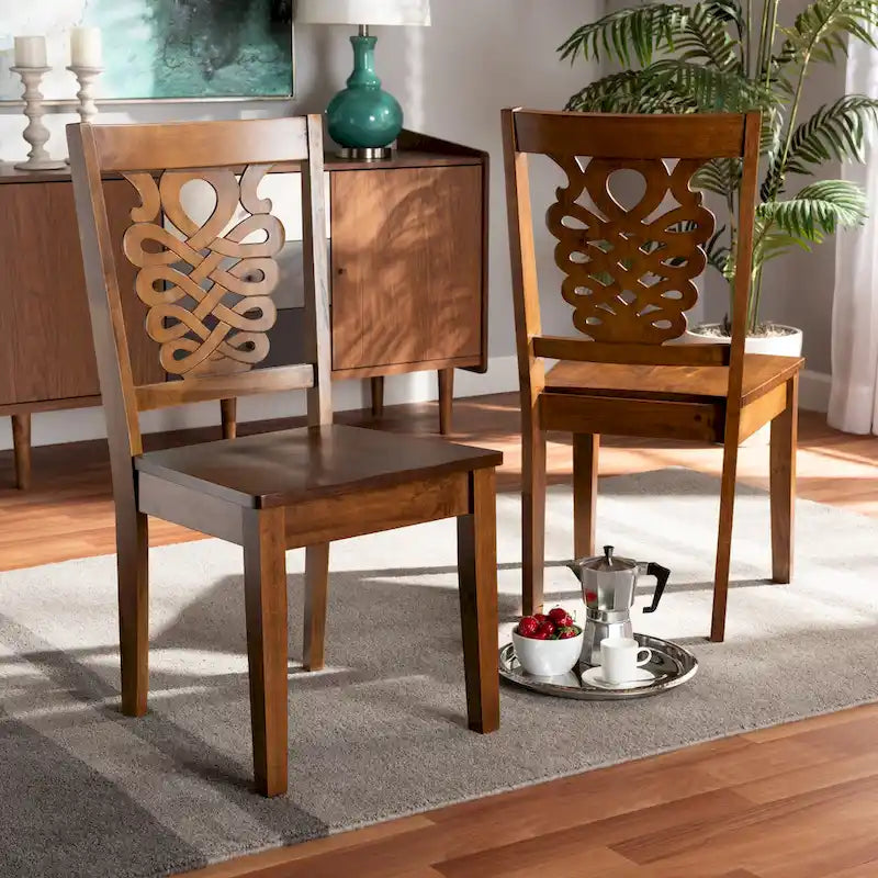 Chaise de salle à manger moderne, brun foncé et noyer, lot de 2