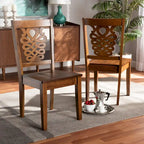 Chaise de salle à manger moderne, brun foncé et noyer, lot de 2