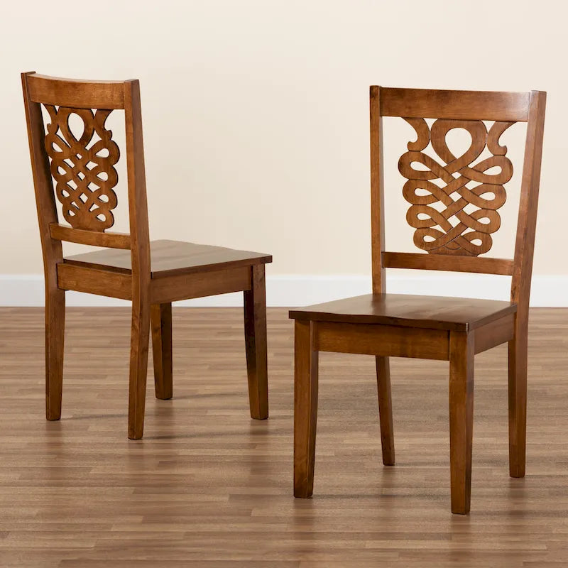 Chaise de salle à manger moderne, brun foncé et noyer, lot de 2