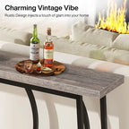 Table console étroite rétro marron rustique / gris vintage avec 2 étagères