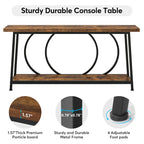 Table console étroite rétro marron rustique / gris vintage avec 2 étagères