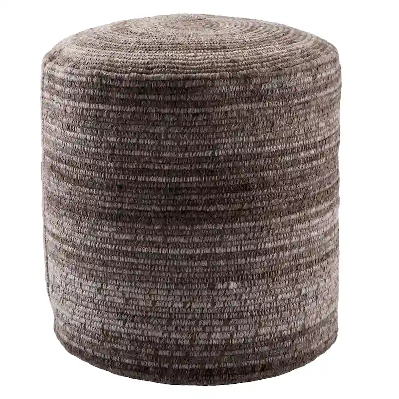 Pouf cylindrique rayé gris/bleu – Coussin de sol pour 1 personne