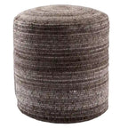 Pouf cylindrique rayé gris/bleu – Coussin de sol pour 1 personne