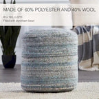 Pouf cylindrique rayé gris/bleu – Coussin de sol pour 1 personne