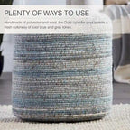 Pouf cylindrique rayé gris/bleu – Coussin de sol pour 1 personne