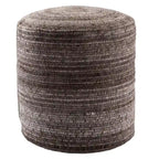 Pouf cylindrique rayé gris/bleu – Coussin de sol pour 1 personne