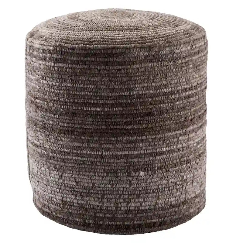Pouf cylindrique rayé gris/bleu – Coussin de sol pour 1 personne