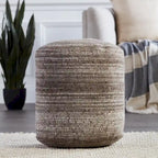 Pouf cylindrique rayé gris/bleu – Coussin de sol pour 1 personne