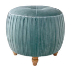 Ottoman rond en velours, émeraude/beige, 1 place