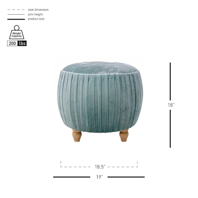 Ottoman rond en velours, émeraude/beige, 1 place