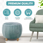 Ottoman rond en velours, émeraude/beige, 1 place