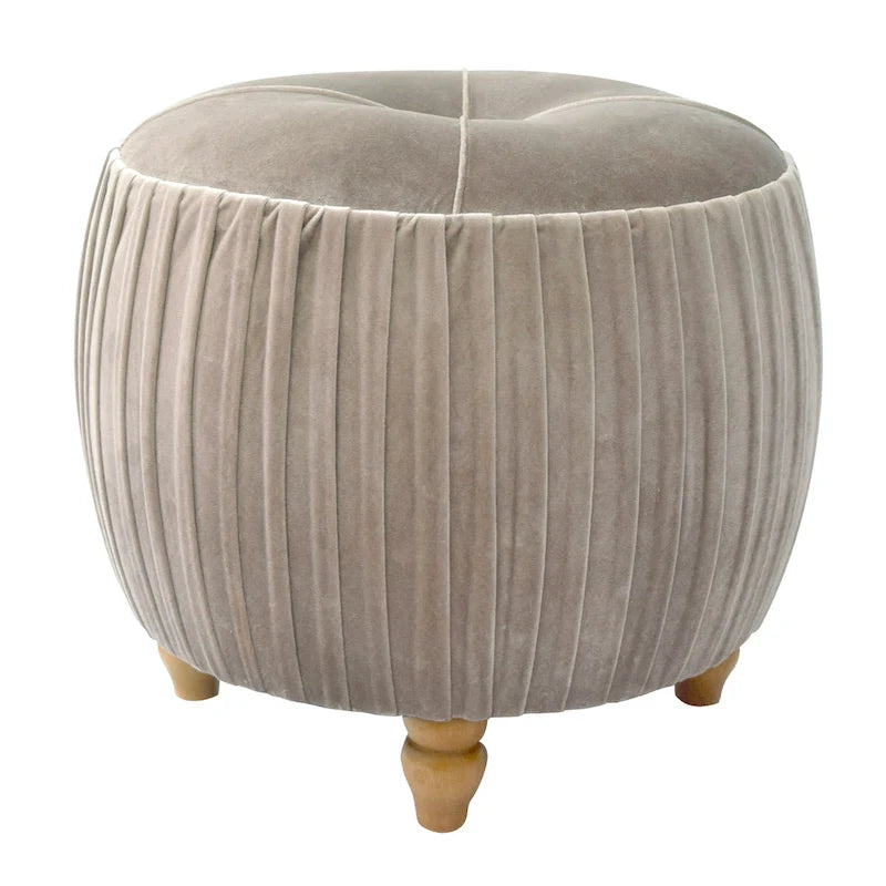 Ottoman rond en velours, émeraude/beige, 1 place