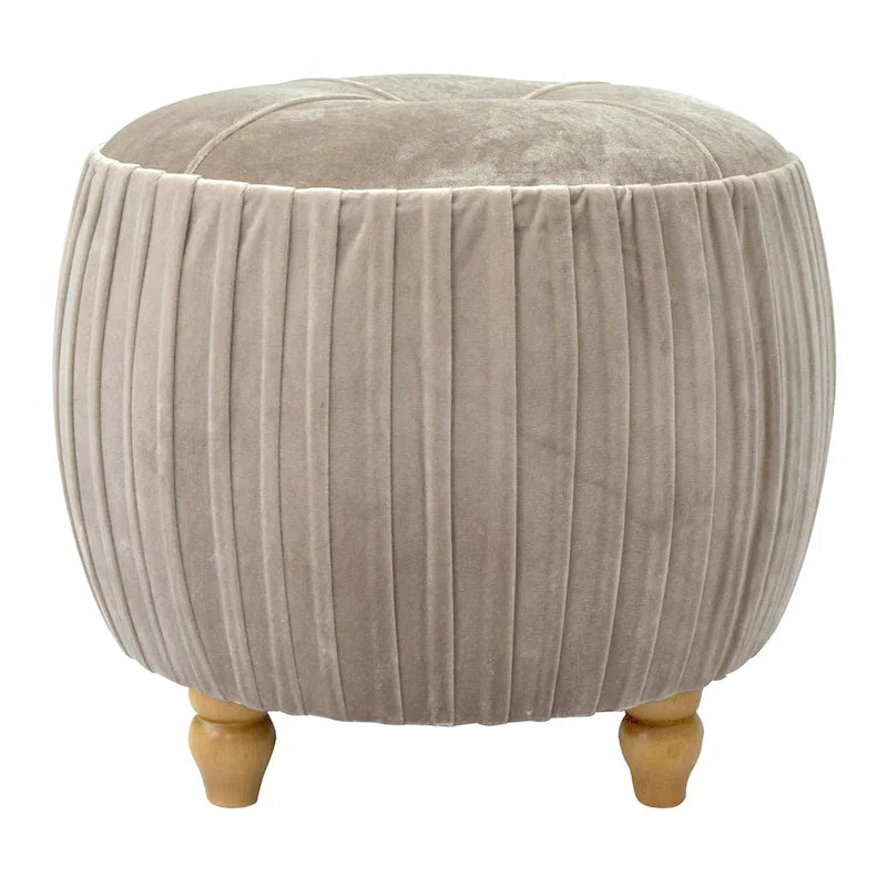 Ottoman rond en velours, émeraude/beige, 1 place