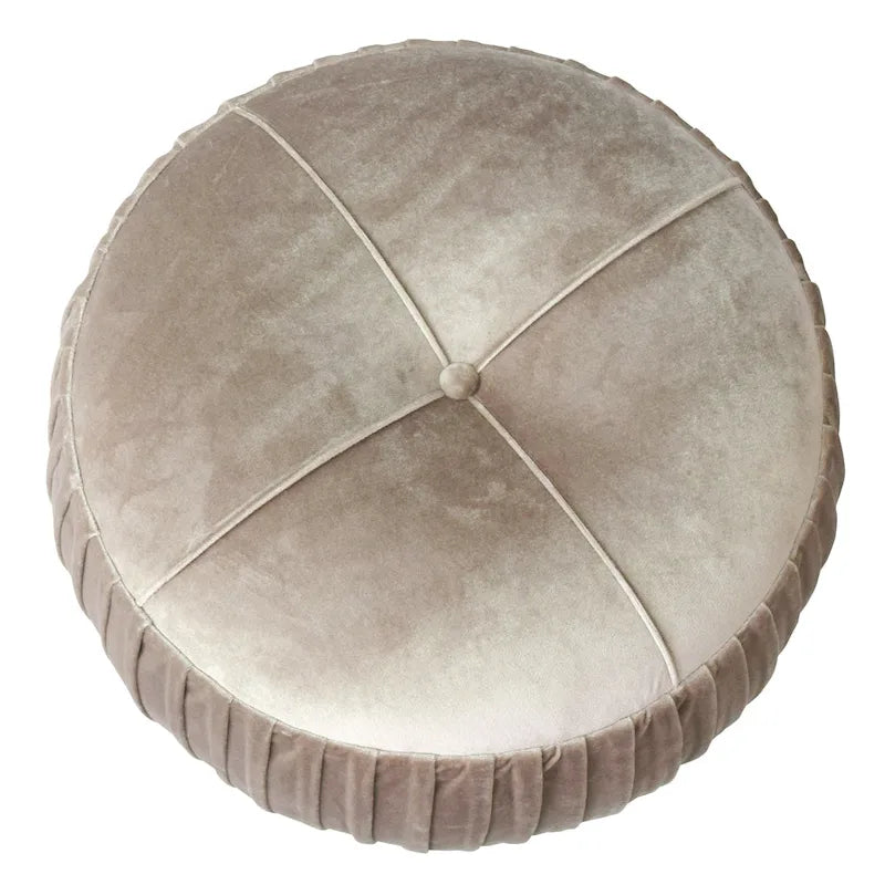 Ottoman rond en velours, émeraude/beige, 1 place