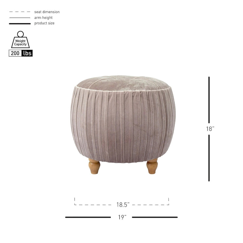Ottoman rond en velours, émeraude/beige, 1 place