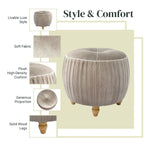 Ottoman rond en velours, émeraude/beige, 1 place