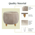Ottoman rond en velours, émeraude/beige, 1 place