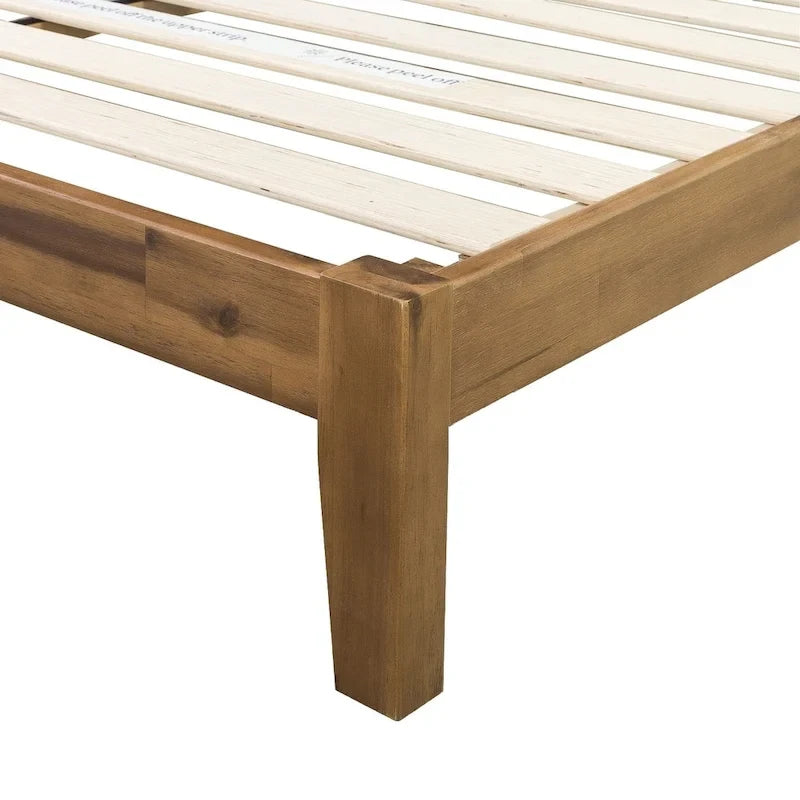 Lit Plateforme Rustique en Bois Massif – Simple/Double/Queen/King, 2 Personnes