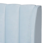 Lit plateforme Queen matelassé en velours Glam – Bleu clair / Rose clair