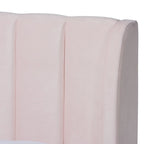 Lit plateforme Queen matelassé en velours Glam – Bleu clair / Rose clair