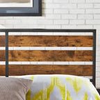 Lit plateforme en métal gris/noir avec panneaux en bois – Lit double et grand lit, 2 personnes