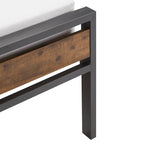 Lit plateforme en métal gris/noir avec panneaux en bois – Lit double et grand lit, 2 personnes