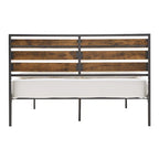 Lit plateforme en métal gris/noir avec panneaux en bois – Lit double et grand lit, 2 personnes