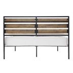 Lit plateforme en métal gris/noir avec panneaux en bois – Lit double et grand lit, 2 personnes