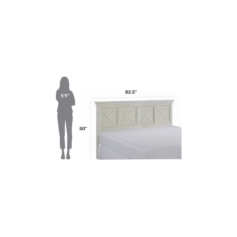 Tête de lit King style côtier blanc cassé – 1 personne