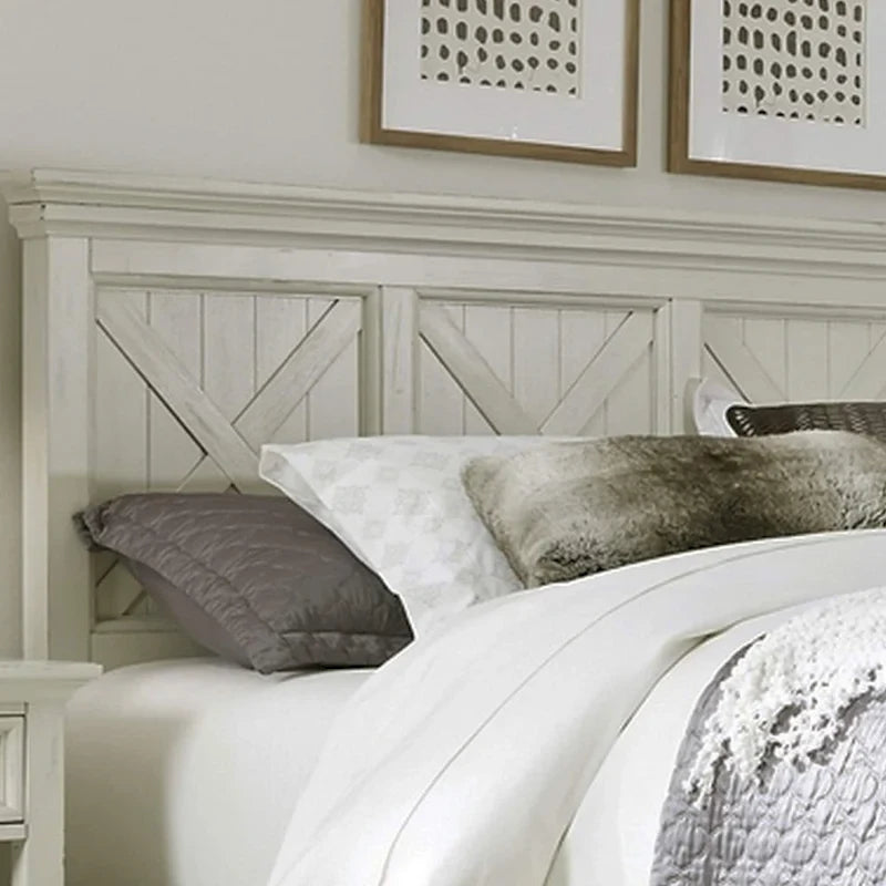 Tête de lit King style côtier blanc cassé – 1 personne