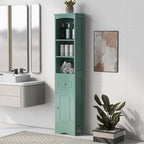 Armoire de salle de bain haute sur pied avec tiroir – Vert / Gris / Blanc / Noir, assemblage par 1 personne