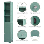 Armoire de salle de bain haute sur pied avec tiroir – Vert / Gris / Blanc / Noir, assemblage par 1 personne