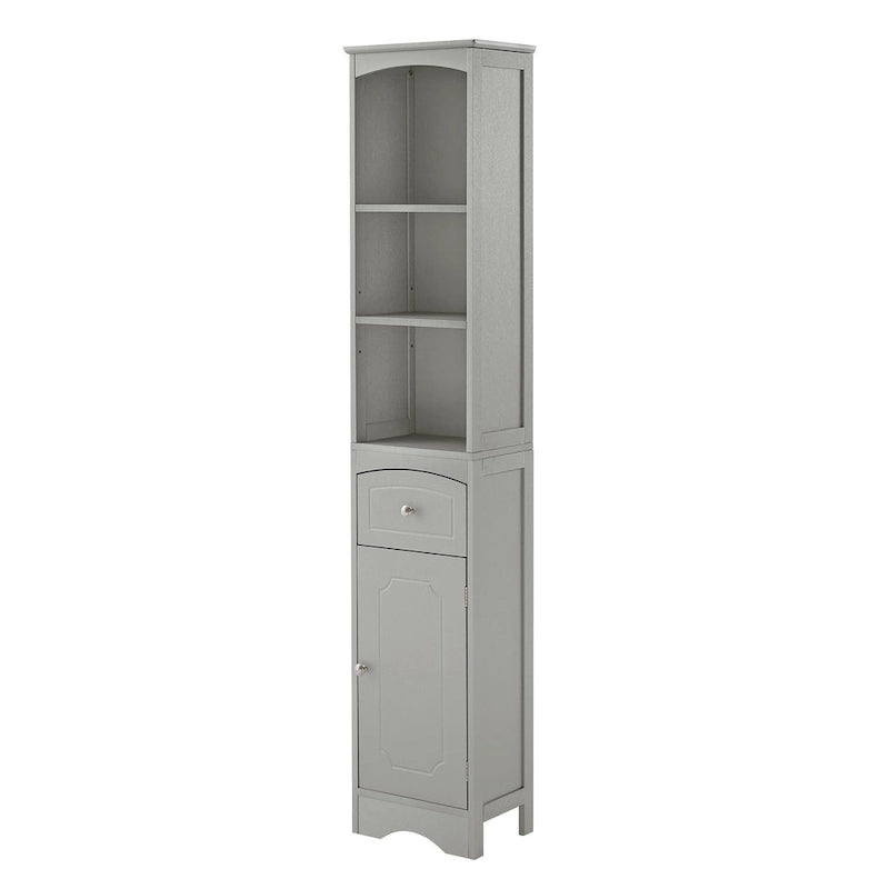 Armoire de salle de bain haute sur pied avec tiroir – Vert / Gris / Blanc / Noir, assemblage par 1 personne