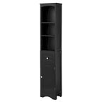 Armoire de salle de bain haute sur pied avec tiroir – Vert / Gris / Blanc / Noir, assemblage par 1 personne