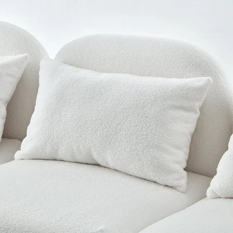 Canapé deux places en velours blanc Teddy