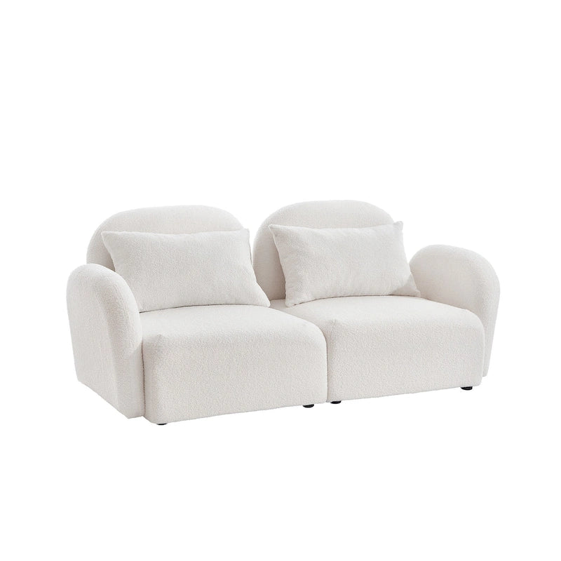 Canapé deux places en velours blanc Teddy